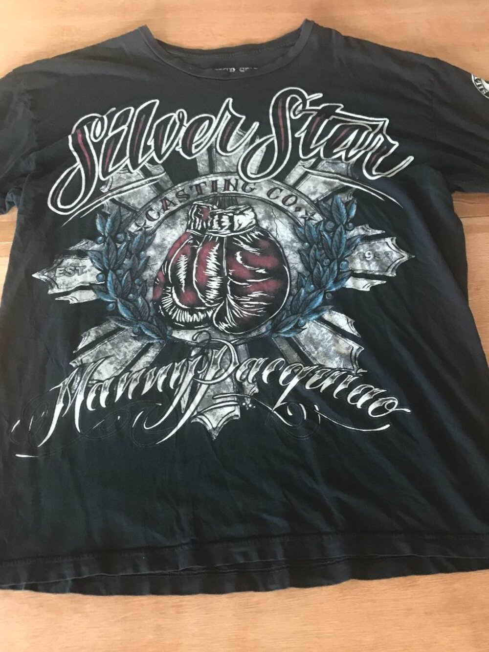 VTG Silver Star Casting Company Manny Pacquiao Boxing Shirt Men XXL Black 20107